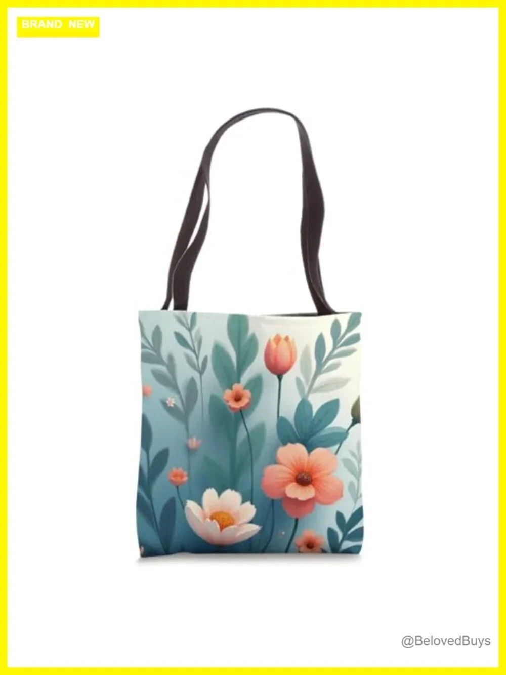 Floral Tote Bag with Cotton Webbing Handles – Lightweight Canvas